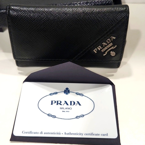 NEW! PRADA Authentic Saffiano Leather Black 6-Hook Key Case 2PG222 with Box - Picture 9 of 16